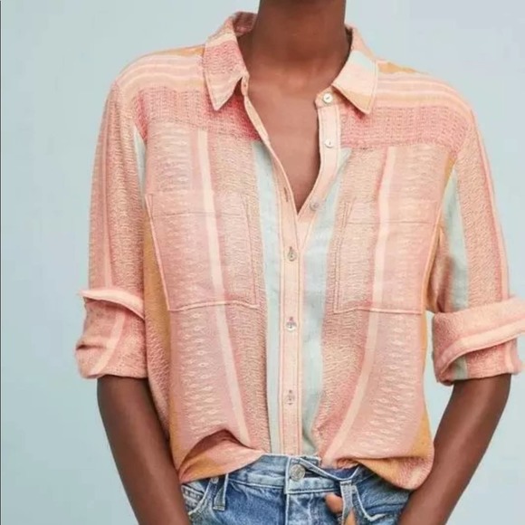 Anthropologie Tops - Anthropologie Maeve Calipatria Stripe Button Top